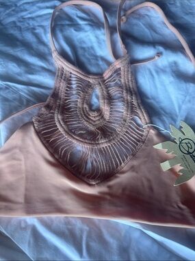 Crochet Halter Bikini Top - Blush Pink